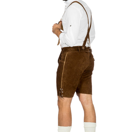 Brązowe Lederhose Męskie Krótkie