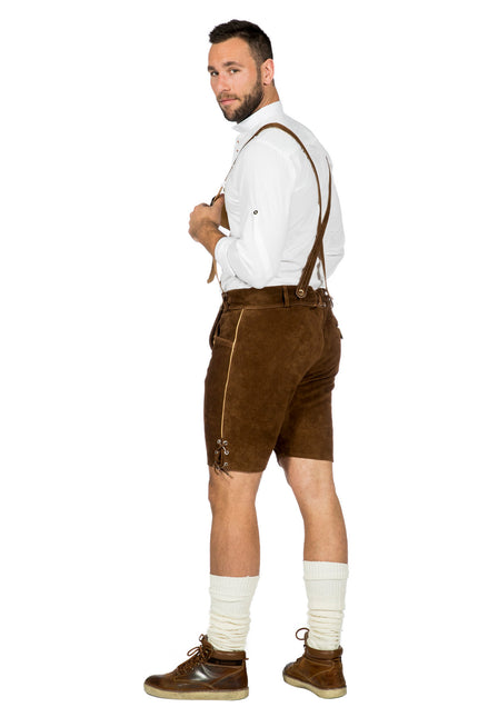 Brązowe Lederhose Męskie Krótkie