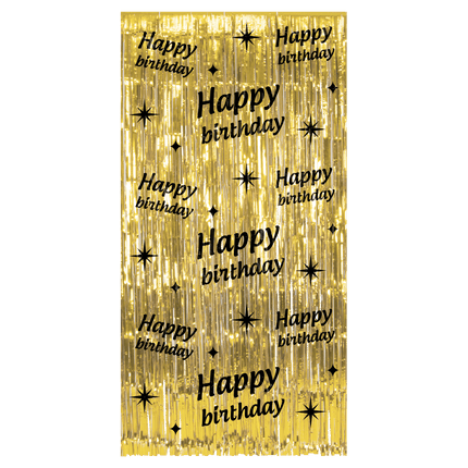 Zasłona na drzwi Happy Birthday złoto-czarna