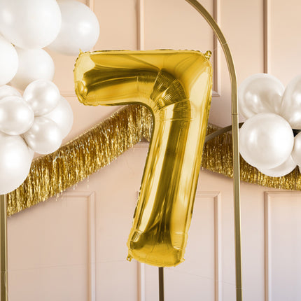 Balon z figurką 7 lat złoty pusty 72 cm