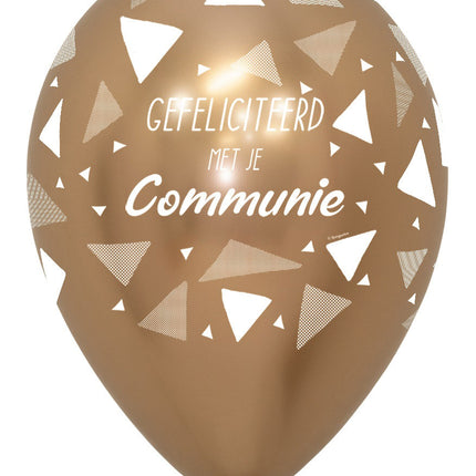 Balony Gratulacje na Komunię Trójkąty Reflex Złote 30cm 25szt