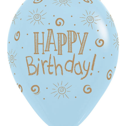 Balony Happy Birthday Sun Pastel Matte Mix 30cm 25szt