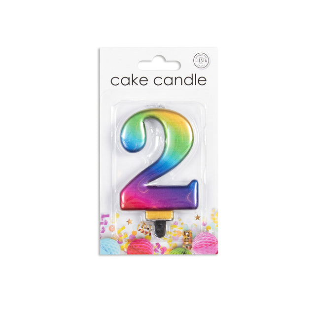 Świeczka 2 lata Rainbow 7cm