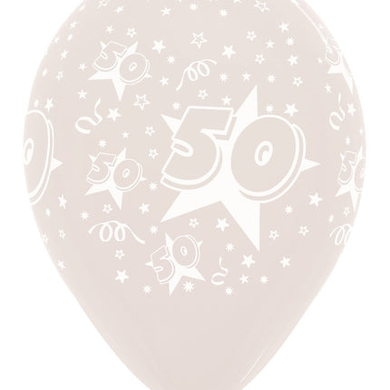 Balony Numer 50 Gwiazdy Krystalicznie Przezroczyste 30cm 25szt