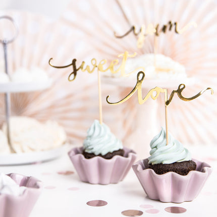 Nakładki na babeczki Gold Sweet Love Yum 13cm 6szt.