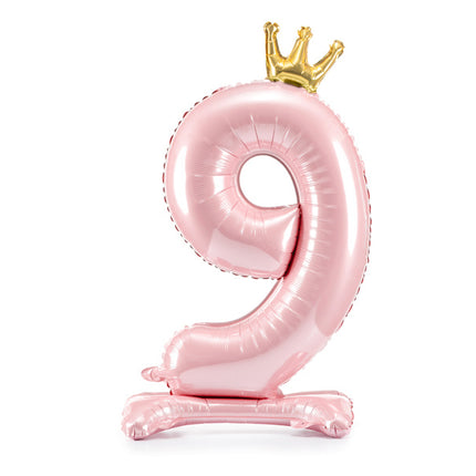 Balon foliowy cyfra 9 jasnoróżowy standardowy pusty 70 cm
