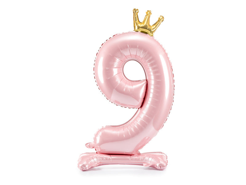 Balon foliowy cyfra 9 jasnoróżowy standardowy pusty 70 cm