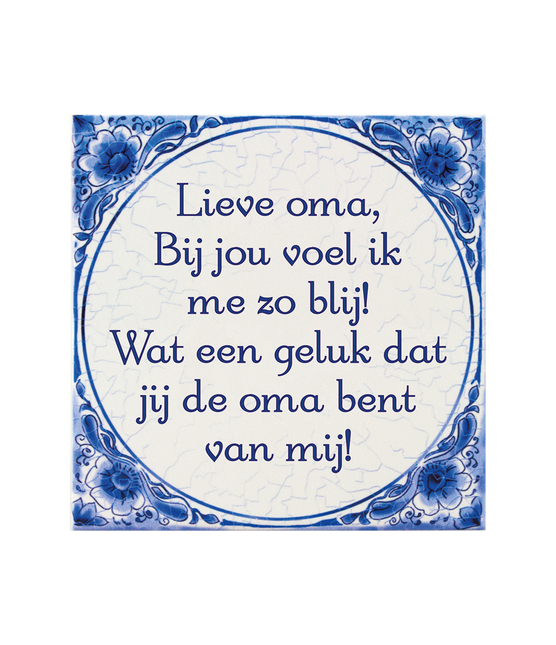 Delft Blue Tile Dear Grandma 14,5 cm
