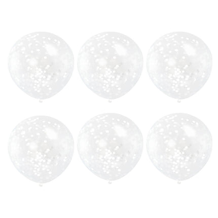 Balony z konfetti białe 30,5 cm 6 szt.