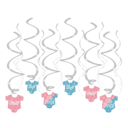 Dekoracja wisząca Gender Reveal 14cm 12szt