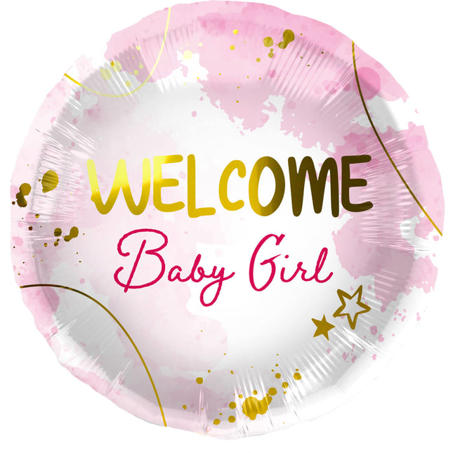 Balon helowy Welcome Girl różowy pusty 45 cm