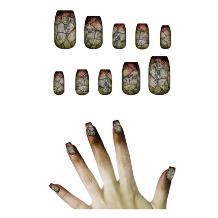 Halloweenowe sztuczne paznokcie Zombie 10szt