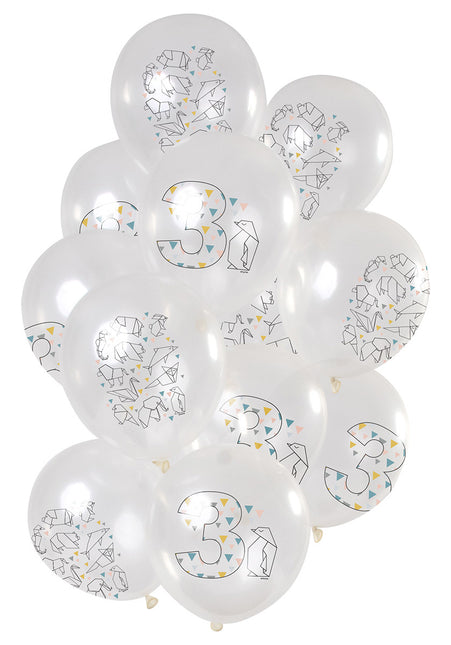 Balony 3 lata Origami 30cm 12szt