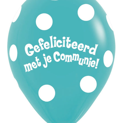 Balony komunijne Polka Dots Caribbean Blue 30cm 50szt