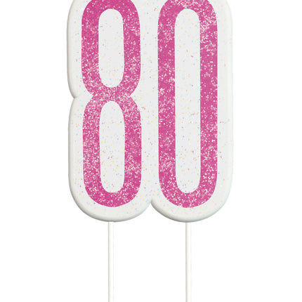 Świeczka 80 Years Glitter Pink 8,5cm