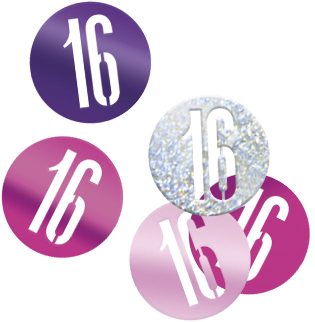 Konfetti stołowe 16 Years Pink 14gr
