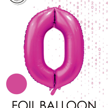 Balon z numerem fuksja 0 Rok Połysk 86 cm