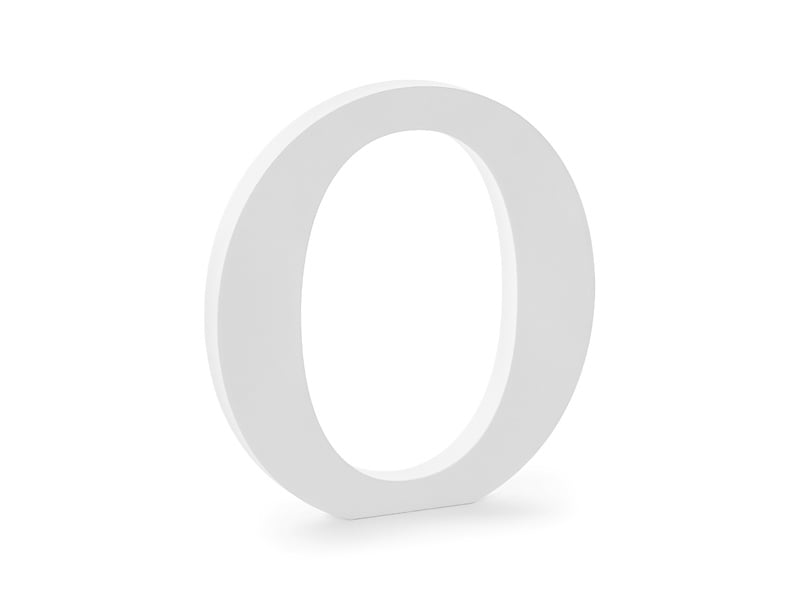 Biała litera O Drewno 20,5 cm