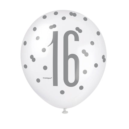 Balony 16 lat Kropki 30cm 6szt