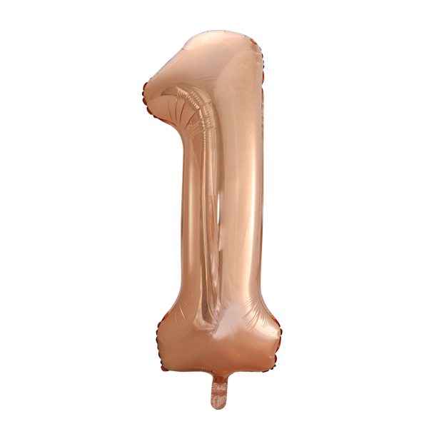 Balon foliowy figura 1 różowe złoto XL 86 cm pusty