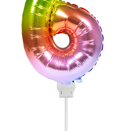 Balon foliowy Figurka 6 Rainbow 36cm z patyczkiem