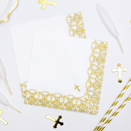 Serwetki komunijne Cross Gold 33cm 20szt