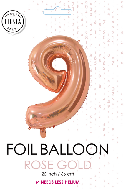 Balon foliowy figura 9 różowe złoto 66 cm