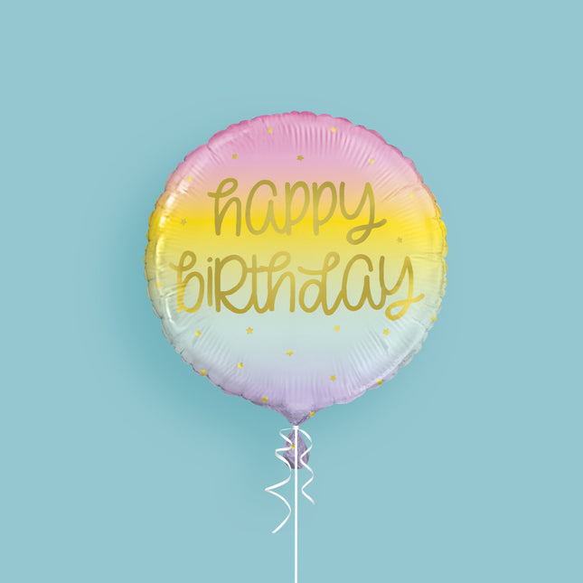Balon helowy Happy Birthday Pastel 45cm pusty