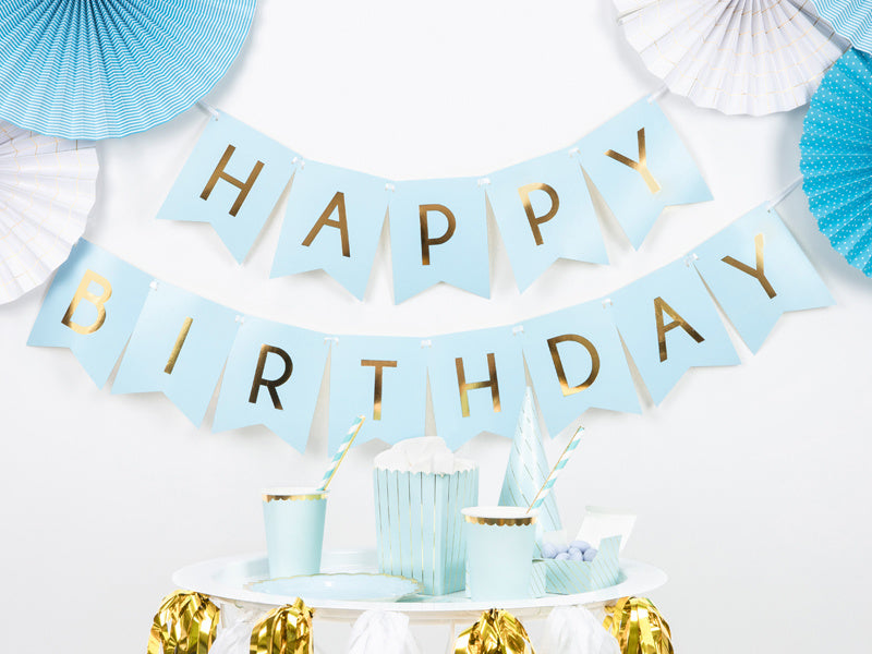 Baner Happy Birthday jasnoniebieski 1,75 m