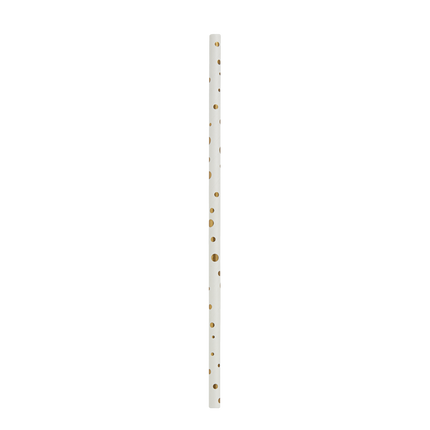 Słomki papierowe Złote Kropki Białe 20cm 8szt