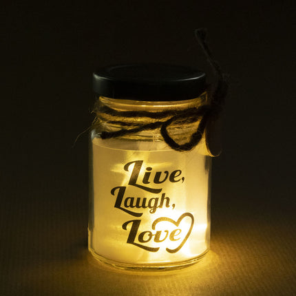 Lampka nastrojowa Żyj, śmiej się, kochaj 14 cm