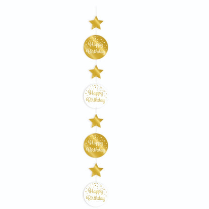 Dekoracja wisząca Happy Birthday Gold White 20,5cm