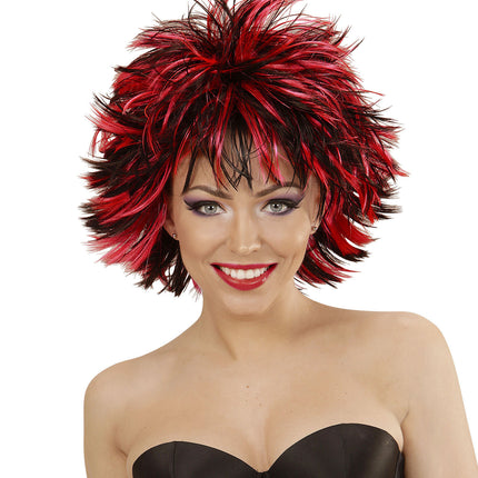 Czarno-czerwona peruka