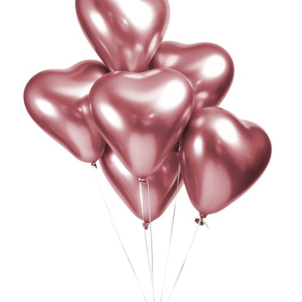 Balony serca różowe 30cm 6szt