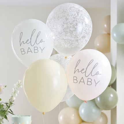 Balony na baby shower Hello Baby 5szt