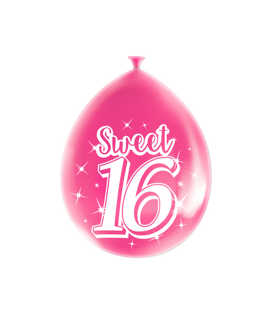 Balony Sweet 16 16 lat różowe 30cm 8szt