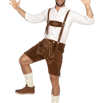 Brązowe Lederhose Męskie Krótkie