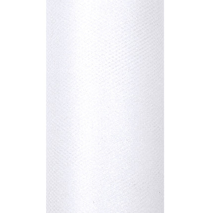 Biały tiul w rolce z brokatem 15cm 9m