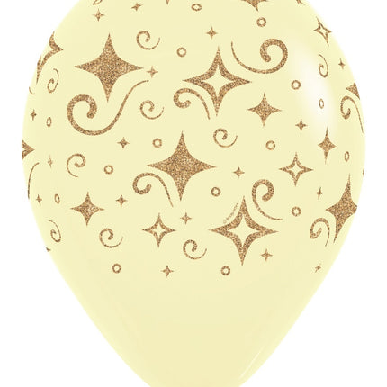 Balony Golden Diamonds Glitter Ink Mix 30cm 25szt