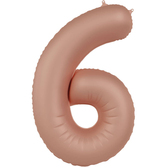 Balon z figurką na 6 lat różowe złoto mat 86 cm