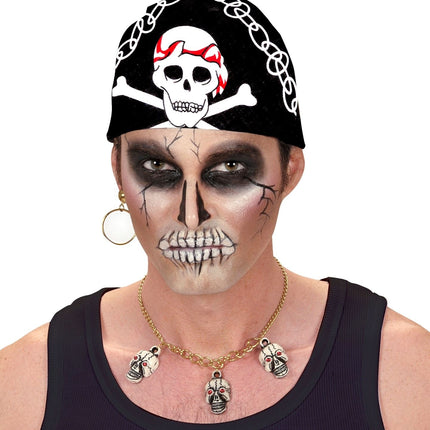 Czarno-biała piracka bandana