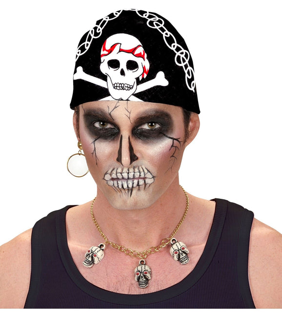 Czarno-biała piracka bandana