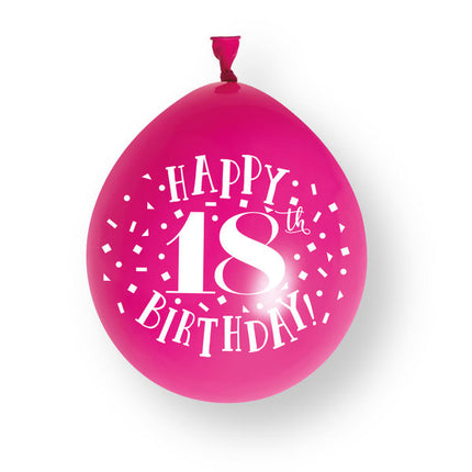 10 sztuk balonów lateksowych „Happy 18th Birthday” o średnicy 23 cm