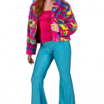 Flared Broek Neon Blauw van PartyXplosion koop je bij Partywinkel