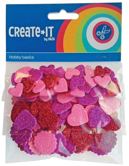 Foam Hartjes Glitter 132st van Haza Witbaard koop je bij Partywinkel