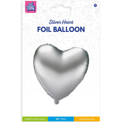Balon foliowy - srebrne serce