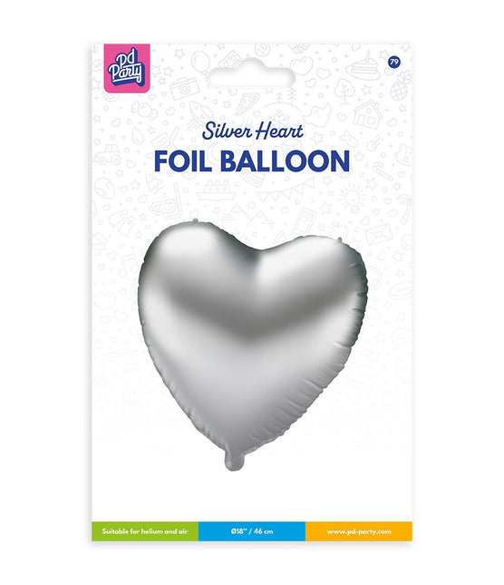 Balon foliowy - srebrne serce