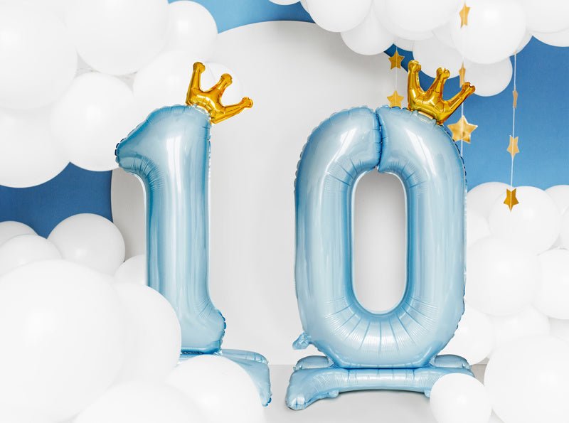 Folie Ballon Cijfer 0 Lichtblauw Standaard Leeg 84cm van Partydeco koop je bij Partywinkel