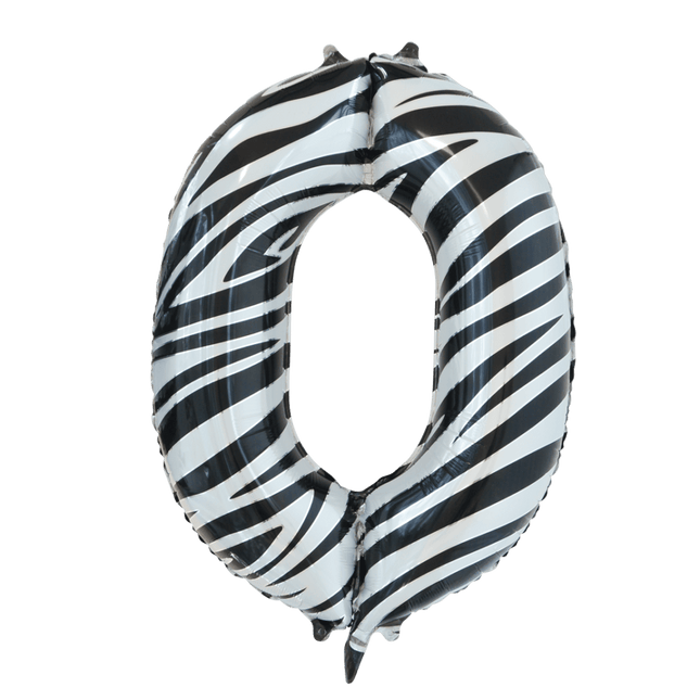 Folie Ballon Cijfer 0 Zebra XL 86cm leeg van WeFiesta koop je bij Partywinkel