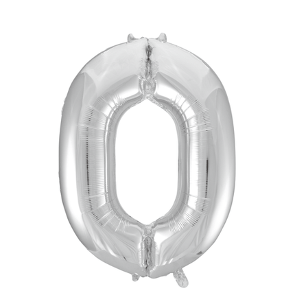 Folie Ballon Cijfer 0 Zilver XL 86cm leeg - Partywinkel - 5712735006671